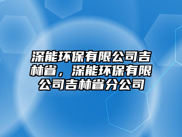 深能環(huán)保有限公司吉林省，深能環(huán)保有限公司吉林省分公司