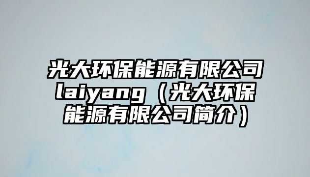 光大環(huán)保能源有限公司laiyang（光大環(huán)保能源有限公司簡(jiǎn)介）