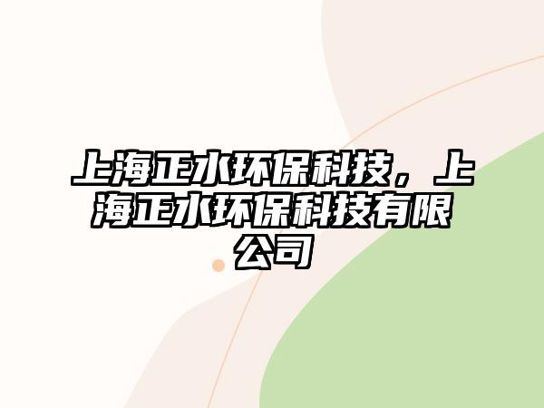 上海正水環(huán)保科技，上海正水環(huán)保科技有限公司