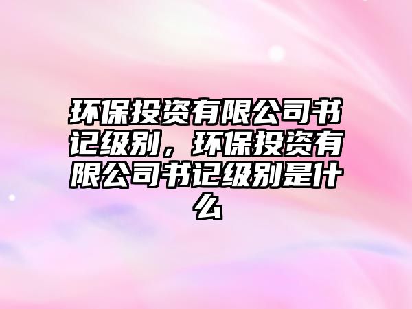 環(huán)保投資有限公司書記級別，環(huán)保投資有限公司書記級別是什么