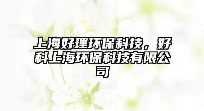 上海好理環(huán)?？萍?，好科上海環(huán)保科技有限公司