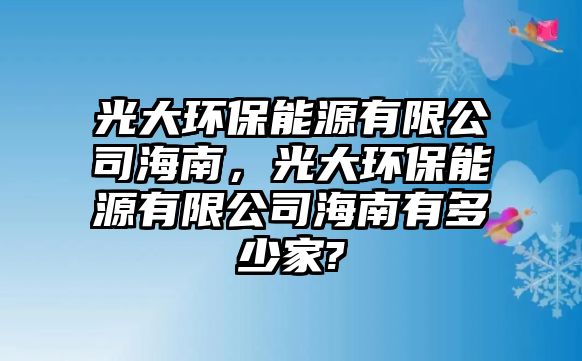 光大環(huán)保能源有限公司海南，光大環(huán)保能源有限公司海南有多少家?