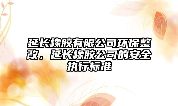 延長橡膠有限公司環(huán)保整改，延長橡膠公司的安全執(zhí)行標準