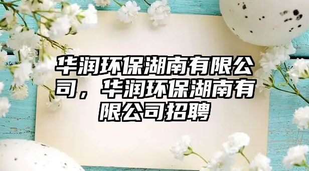 華潤環(huán)保湖南有限公司，華潤環(huán)保湖南有限公司招聘