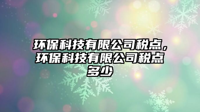 環(huán)?？萍加邢薰径慄c，環(huán)保科技有限公司稅點多少