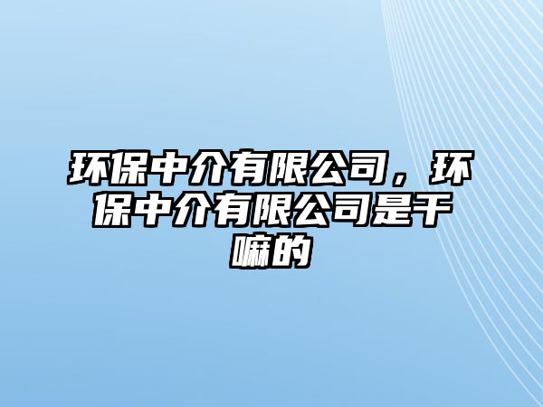 環(huán)保中介有限公司，環(huán)保中介有限公司是干嘛的