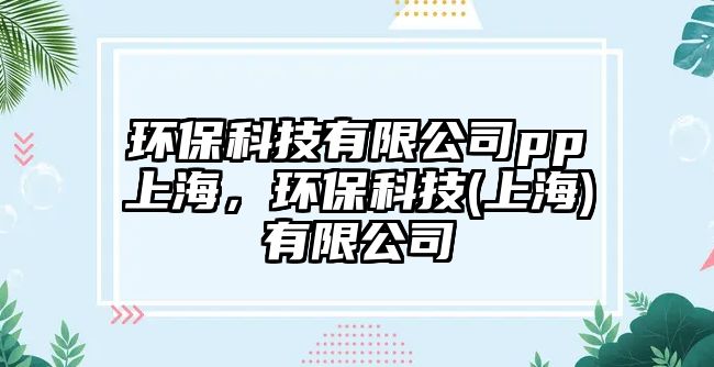 環(huán)保科技有限公司pp上海，環(huán)保科技(上海)有限公司