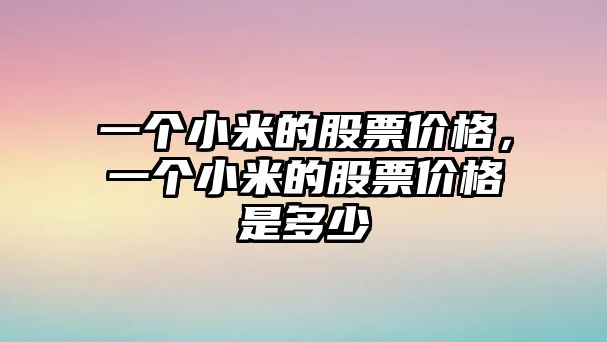 一個小米的股票價格，一個小米的股票價格是多少