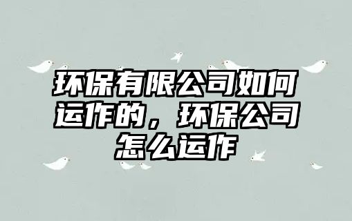 環(huán)保有限公司如何運作的，環(huán)保公司怎么運作