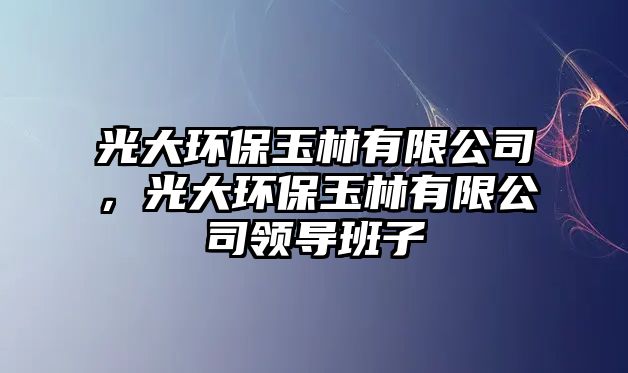 光大環(huán)保玉林有限公司，光大環(huán)保玉林有限公司領(lǐng)導(dǎo)班子