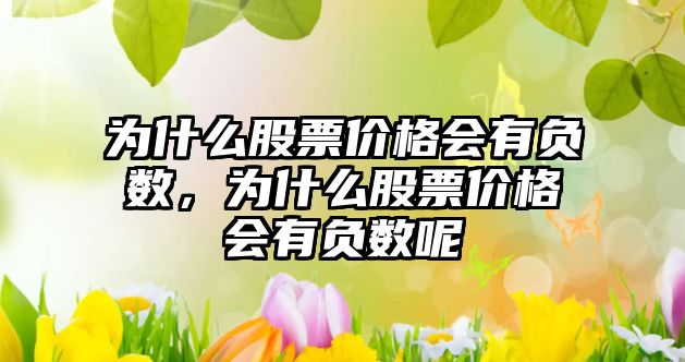 為什么股票價格會有負數(shù)，為什么股票價格會有負數(shù)呢