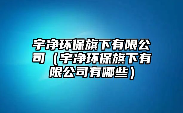 宇凈環(huán)保旗下有限公司（宇凈環(huán)保旗下有限公司有哪些）