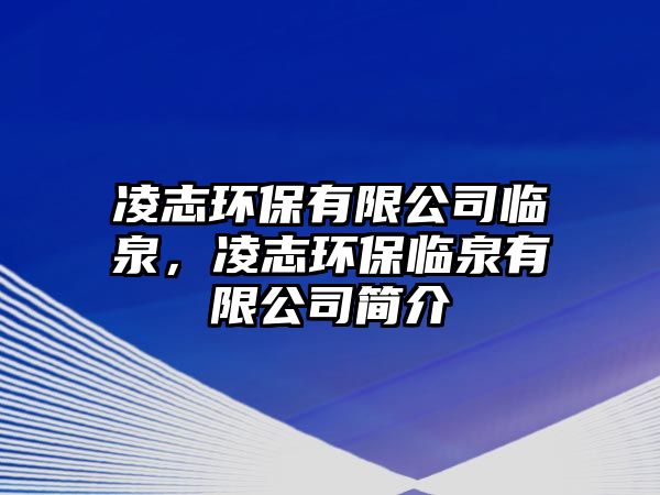 凌志環(huán)保有限公司臨泉，凌志環(huán)保臨泉有限公司簡介