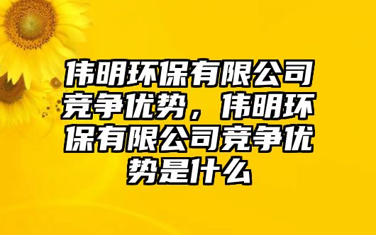 偉明環(huán)保有限公司競爭優(yōu)勢，偉明環(huán)保有限公司競爭優(yōu)勢是什么