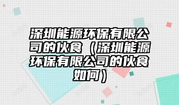 深圳能源環(huán)保有限公司的伙食（深圳能源環(huán)保有限公司的伙食如何）