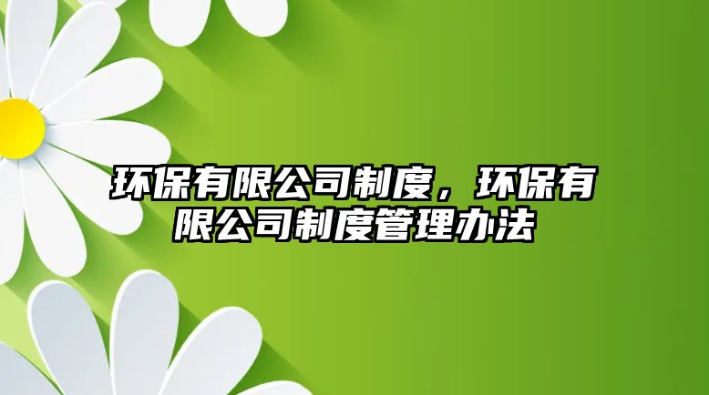 環(huán)保有限公司制度，環(huán)保有限公司制度管理辦法