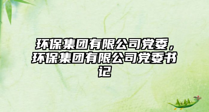 環(huán)保集團有限公司黨委，環(huán)保集團有限公司黨委書記