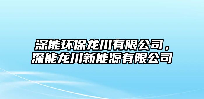 深能環(huán)保龍川有限公司，深能龍川新能源有限公司