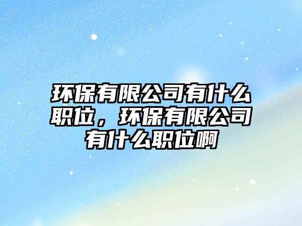 環(huán)保有限公司有什么職位，環(huán)保有限公司有什么職位啊