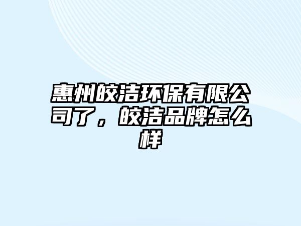 惠州皎潔環(huán)保有限公司了，皎潔品牌怎么樣