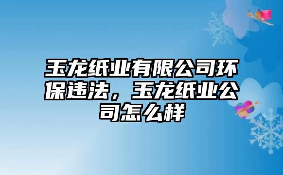 玉龍紙業(yè)有限公司環(huán)保違法，玉龍紙業(yè)公司怎么樣