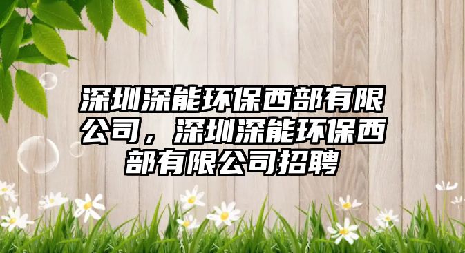 深圳深能環(huán)保西部有限公司，深圳深能環(huán)保西部有限公司招聘