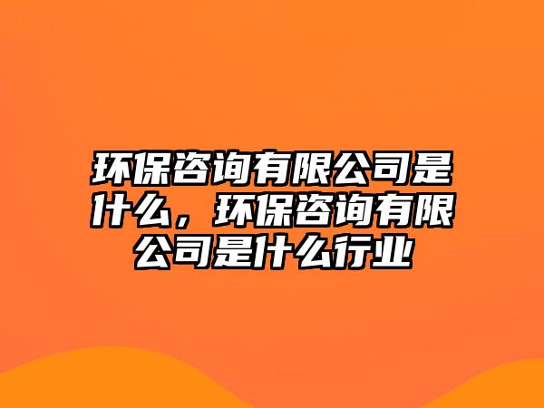 環(huán)保咨詢有限公司是什么，環(huán)保咨詢有限公司是什么行業(yè)