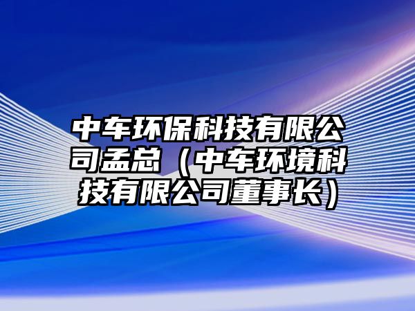 中車環(huán)?？萍加邢薰久峡偅ㄖ熊嚟h(huán)境科技有限公司董事長）