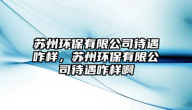 蘇州環(huán)保有限公司待遇咋樣，蘇州環(huán)保有限公司待遇咋樣啊