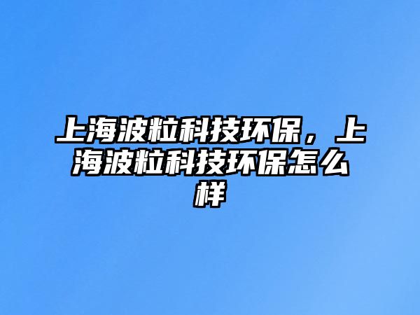 上海波粒科技環(huán)保，上海波?？萍辑h(huán)保怎么樣