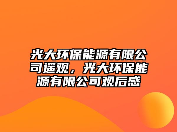 光大環(huán)保能源有限公司遙觀，光大環(huán)保能源有限公司觀后感