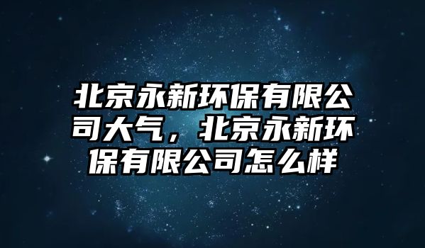 北京永新環(huán)保有限公司大氣，北京永新環(huán)保有限公司怎么樣