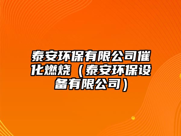 泰安環(huán)保有限公司催化燃燒（泰安環(huán)保設(shè)備有限公司）