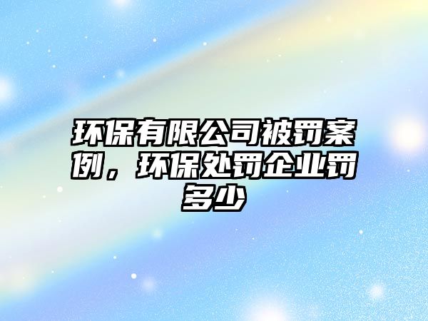 環(huán)保有限公司被罰案例，環(huán)保處罰企業(yè)罰多少