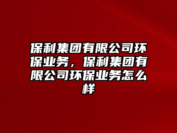 保利集團(tuán)有限公司環(huán)保業(yè)務(wù)，保利集團(tuán)有限公司環(huán)保業(yè)務(wù)怎么樣