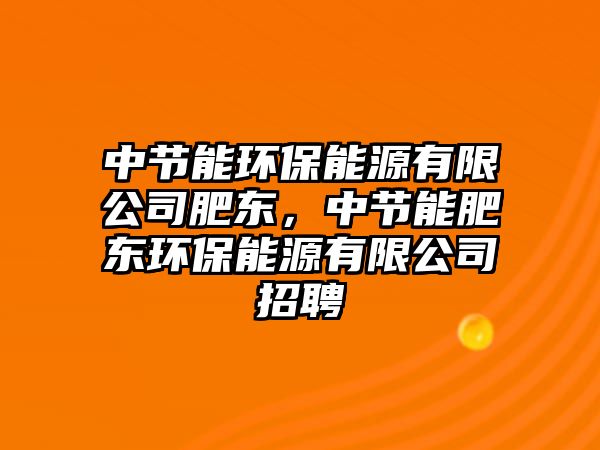 中節(jié)能環(huán)保能源有限公司肥東，中節(jié)能肥東環(huán)保能源有限公司招聘