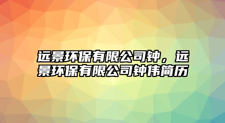 遠景環(huán)保有限公司鐘，遠景環(huán)保有限公司鐘偉簡歷