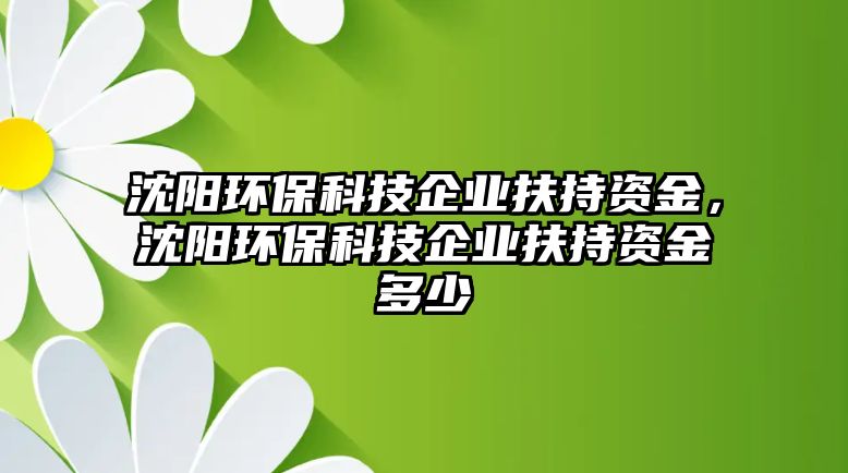 沈陽環(huán)?？萍计髽I(yè)扶持資金，沈陽環(huán)?？萍计髽I(yè)扶持資金多少