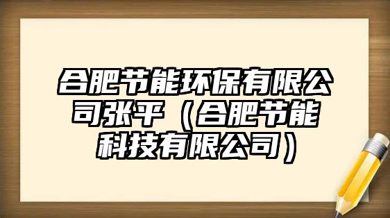 合肥節(jié)能環(huán)保有限公司張平（合肥節(jié)能科技有限公司）