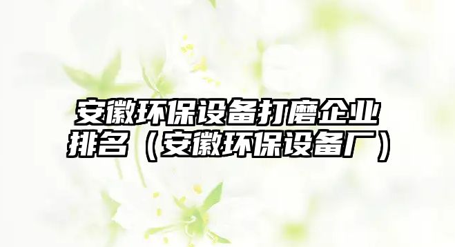 安徽環(huán)保設(shè)備打磨企業(yè)排名（安徽環(huán)保設(shè)備廠）