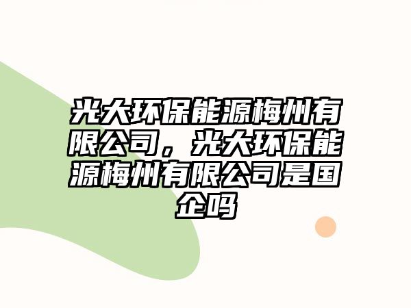 光大環(huán)保能源梅州有限公司，光大環(huán)保能源梅州有限公司是國企嗎