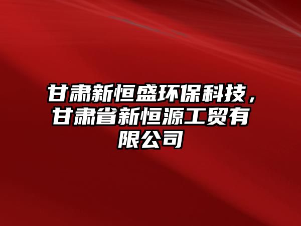 甘肅新恒盛環(huán)?？萍?，甘肅省新恒源工貿(mào)有限公司