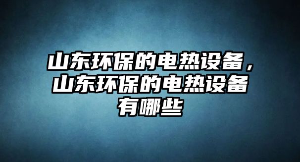 山東環(huán)保的電熱設備，山東環(huán)保的電熱設備有哪些