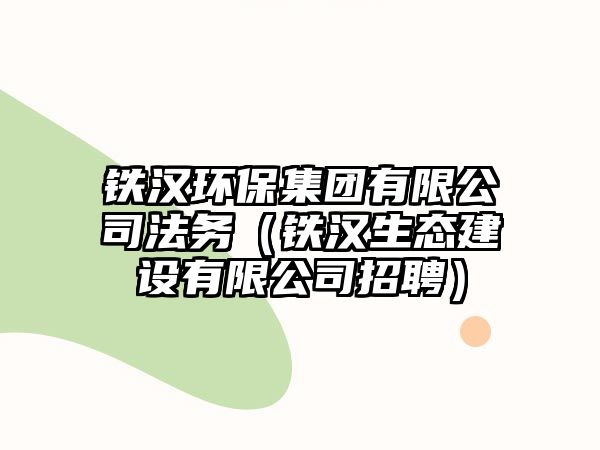 鐵漢環(huán)保集團(tuán)有限公司法務(wù)（鐵漢生態(tài)建設(shè)有限公司招聘）