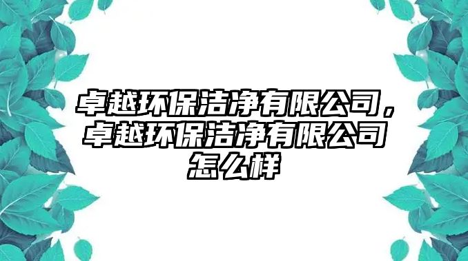 卓越環(huán)保潔凈有限公司，卓越環(huán)保潔凈有限公司怎么樣