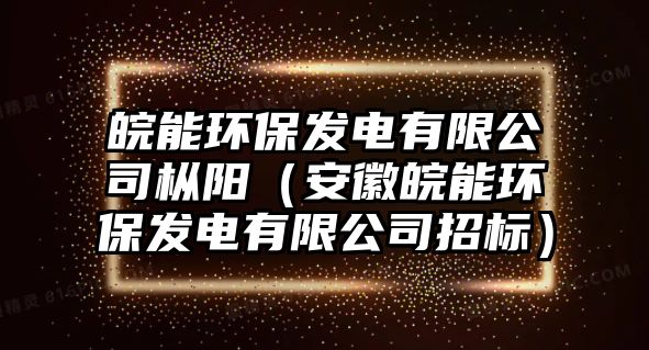 皖能環(huán)保發(fā)電有限公司樅陽（安徽皖能環(huán)保發(fā)電有限公司招標）