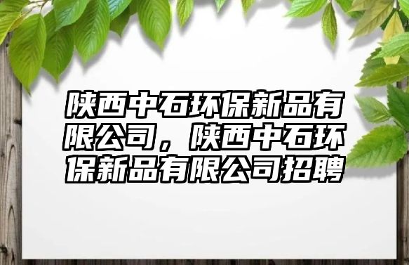 陜西中石環(huán)保新品有限公司，陜西中石環(huán)保新品有限公司招聘