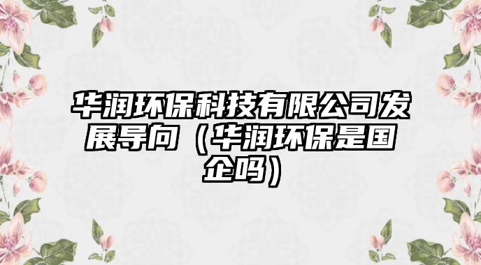 華潤環(huán)?？萍加邢薰景l(fā)展導(dǎo)向（華潤環(huán)保是國企嗎）