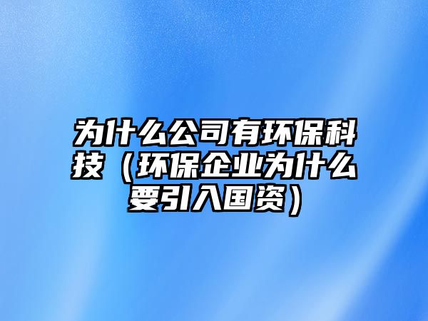 為什么公司有環(huán)保科技（環(huán)保企業(yè)為什么要引入國資）