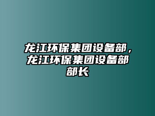 龍江環(huán)保集團(tuán)設(shè)備部，龍江環(huán)保集團(tuán)設(shè)備部部長(zhǎng)